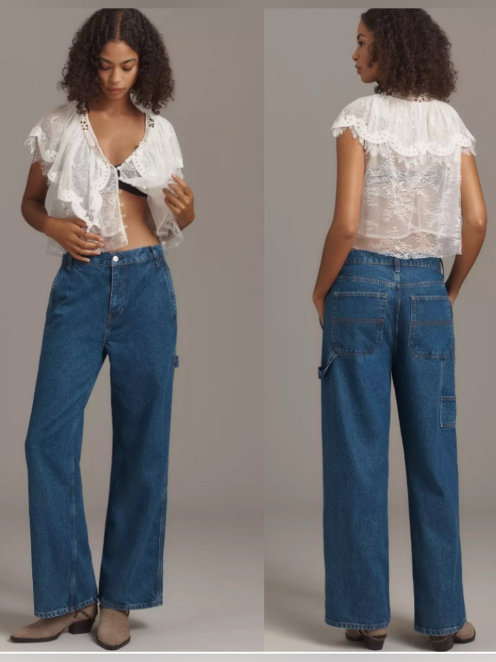 Reformation Diego Mid-Rise Baggy Utility Jeans Medium Wash Trendy